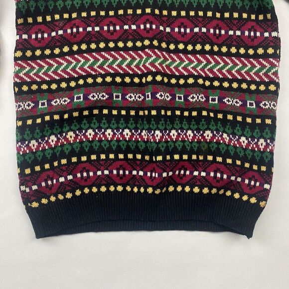 VTG Lands End Colorful Nordic Fair Isle 100% Cotton 3/4 Sleeve Sweater Sz S - Picture 4 of 9